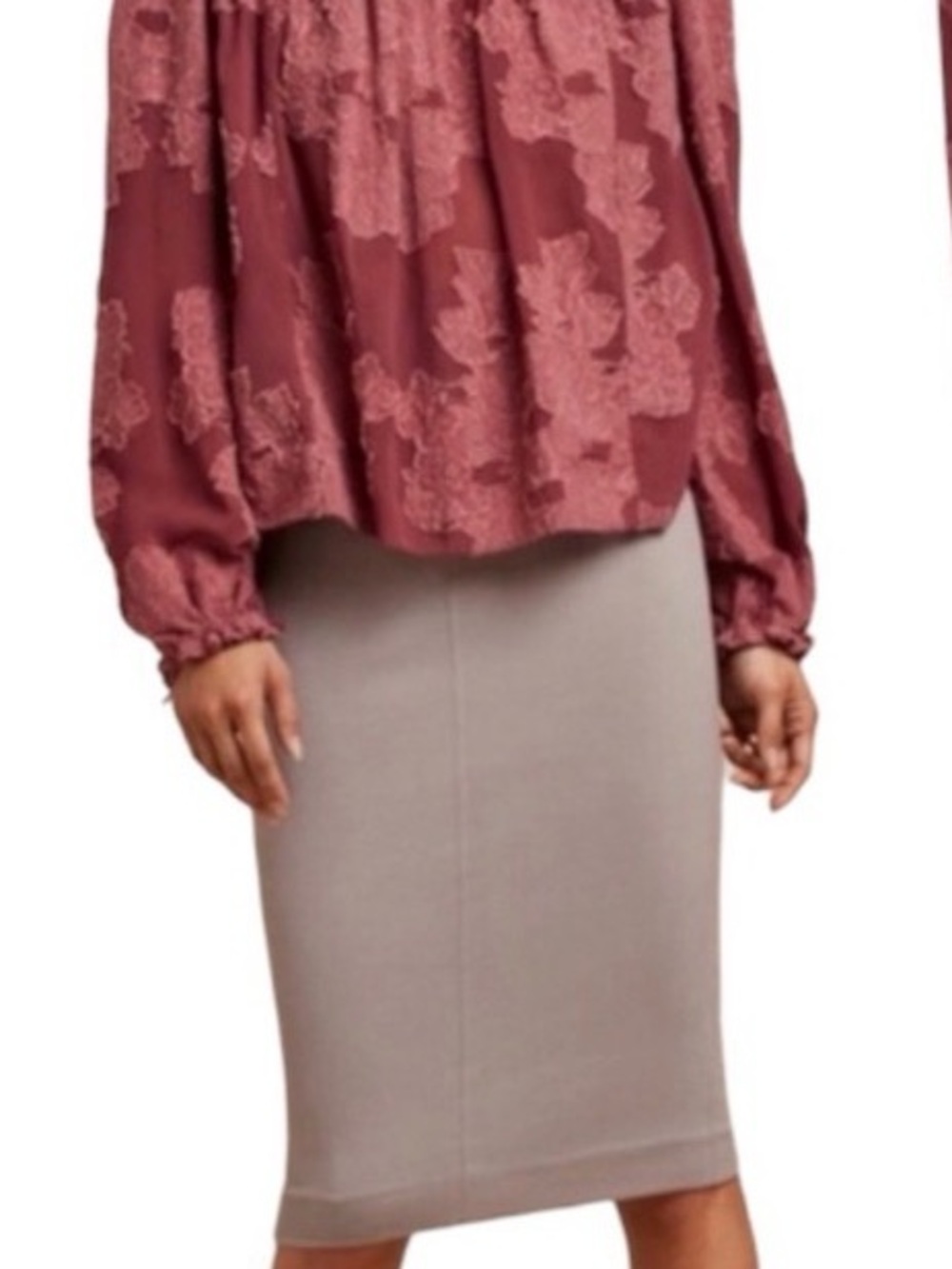 Wilfred Taupe Straight Pencil Skirt